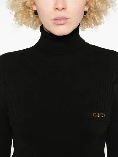 Elisabetta Franchi Turtleneck Dress In Black