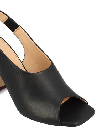 Chloé Chloe Janis 80 Leather Slingback Sandals In Black