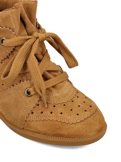 Isabel Marant Bobby Perforated Suede Wedge Sneakers In Brown