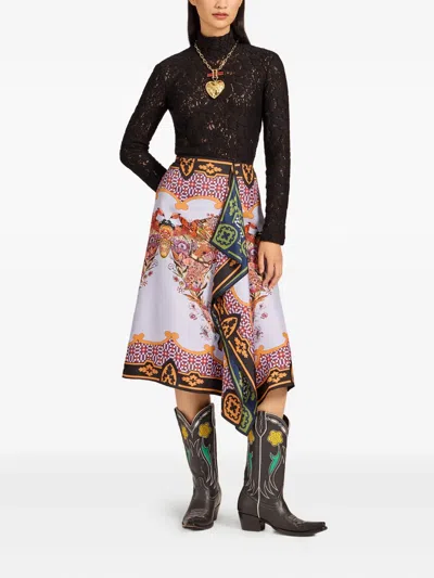 La Doublej Scarf Ruffled Skirt In Multi