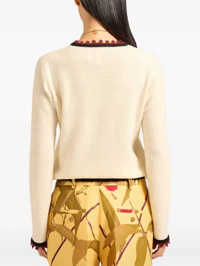 La Doublej Scalloped-trimmed Mohair Wool Sweater In Neutral