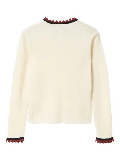 La Doublej Scalloped-trimmed Mohair Wool Sweater In Neutral