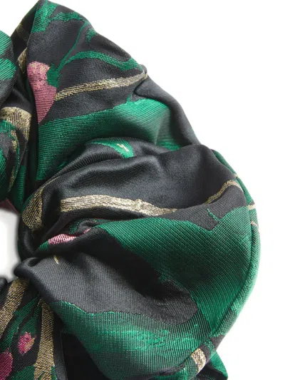 La Doublej Giga Jacquard-pattern Scrunchie In Green