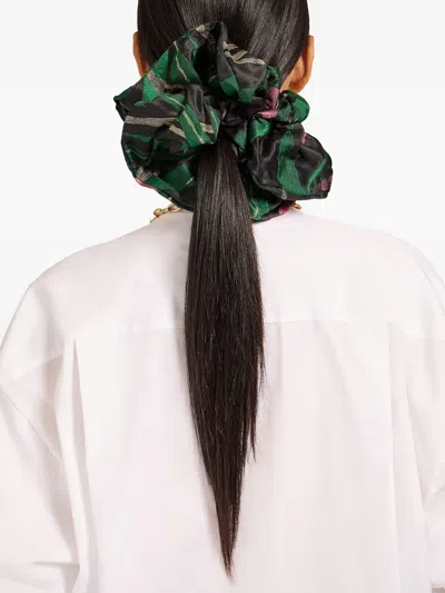 La Doublej Giga Jacquard-pattern Scrunchie In Green