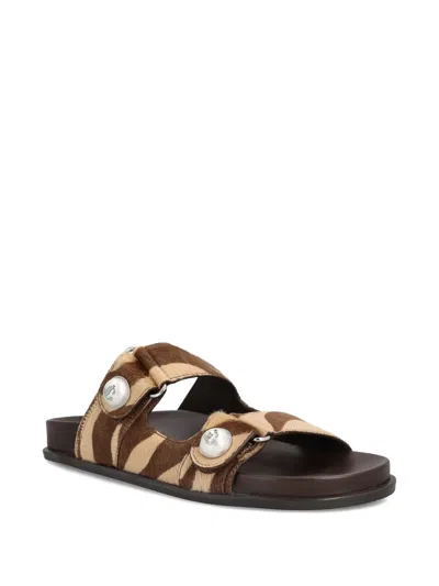 Jimmy Choo Faux Pearl-embellished Zebra-print Calf Hair Sandals In Brown