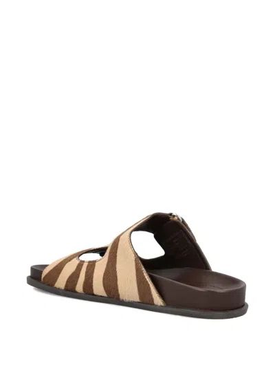 Jimmy Choo Faux Pearl-embellished Zebra-print Calf Hair Sandals In Brown