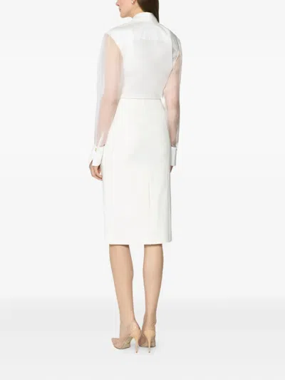 Genny Embellished Front-split Midi Skirt In White