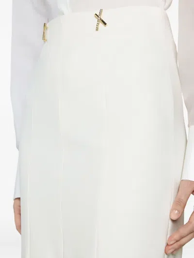 Genny Embellished Front-split Midi Skirt In White