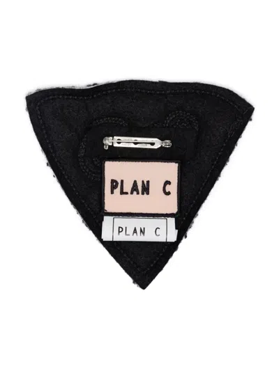 Plan C Triangular Embroidered Pin In Black