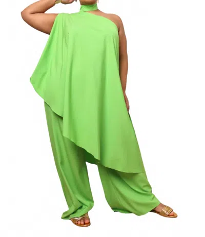 Rebdolls Halter Asymmetrical Top In Neon Green In Green