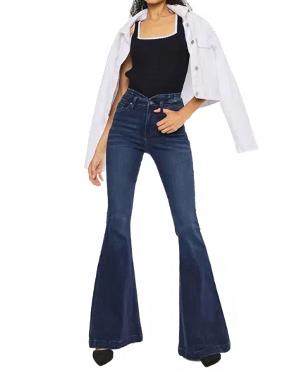 Kancan Elowen High Rise Super Flare Jeans In Blue