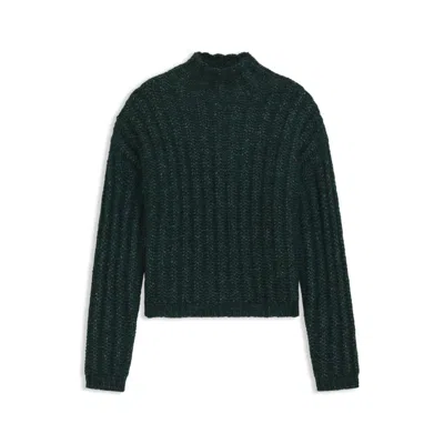 Hugo Boss Knitted Sweater With Ribbed Structure In Green