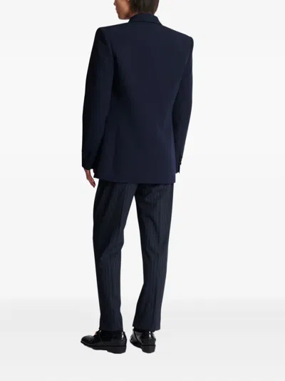 Balmain Wool Crystal-embellished Emblem Blazer In Blue