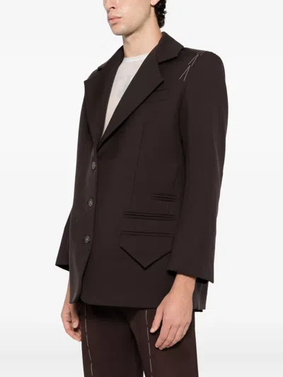 Sonia Carrasco Heavyweight Single-breasted Blazer In Brown