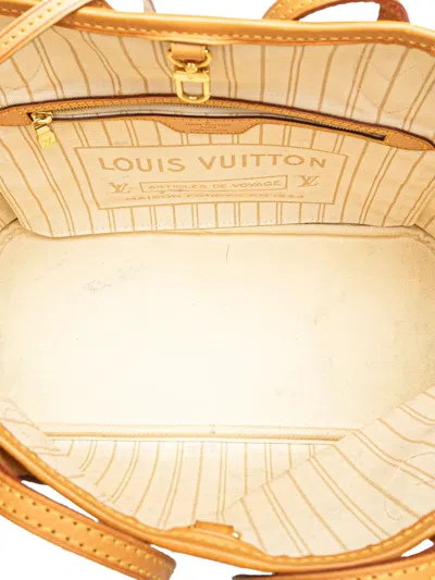 Pre-owned Louis Vuitton 2014 Damier Azur Neverfull Pm Tote Bag In White