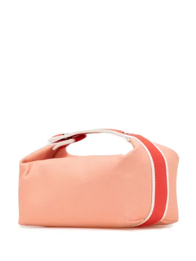 Pre-owned Hermes 2020-2025 Small Canvas Bride A Brac Case Vanity Bag In Pink