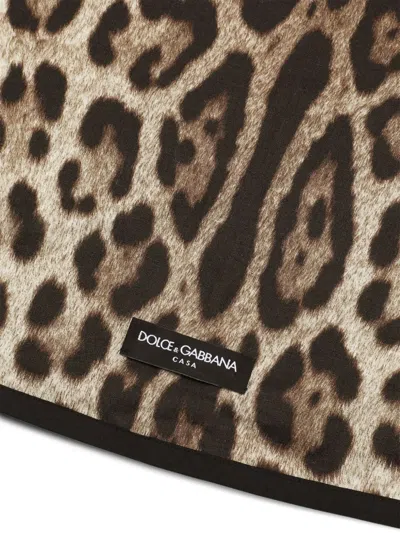 Dolce & Gabbana Leopardo-print Linen Tablecloth In Brown