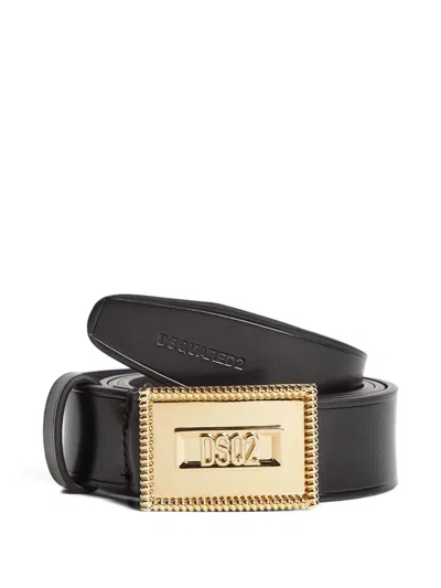Dsquared2 Dsq2 Plaque Rectangular-buckle Belt In Black