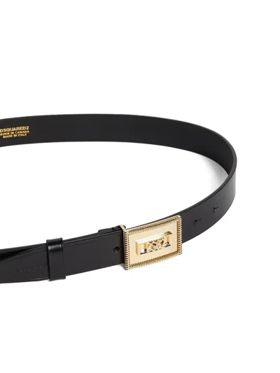 Dsquared2 Dsq2 Plaque Rectangular-buckle Belt In Black