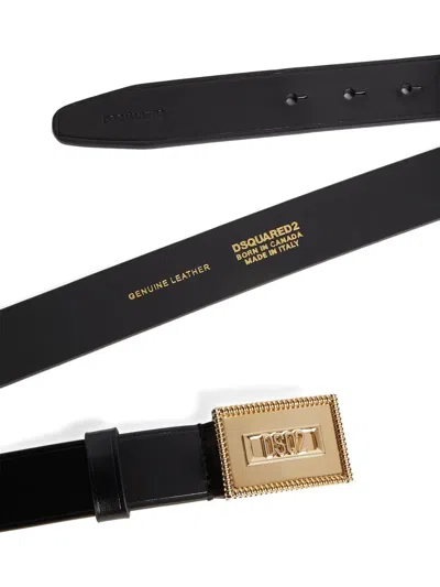 Dsquared2 Dsq2 Plaque Rectangular-buckle Belt In Black