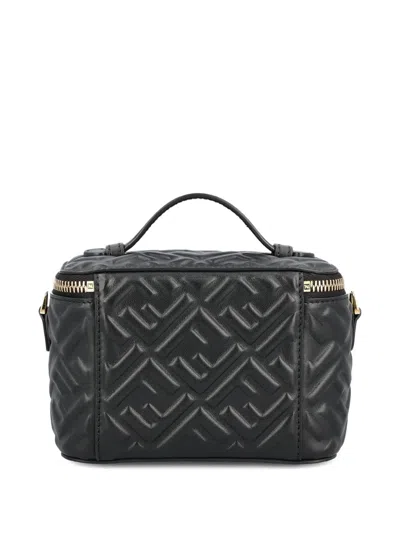 Fendi Women Vanity Leather Shoulder Bag With Ff Motif In Black