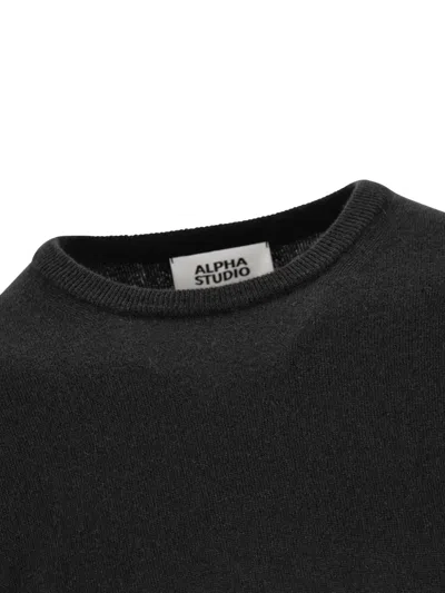 Alpha Studio Crew-neck Cashmere Sweater In Black