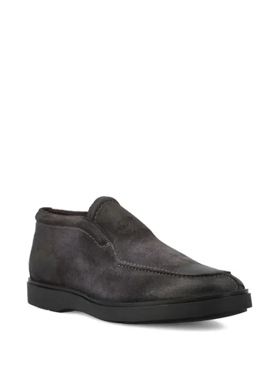 Tagliatore Round Toe Slip-on Loafers In Gray