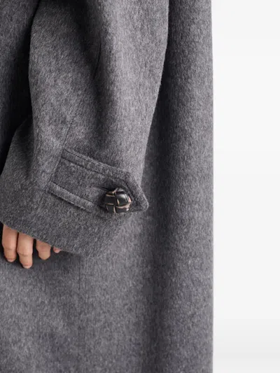 Prada Single-breasted Loden Wool Coat Clothing In Gray
