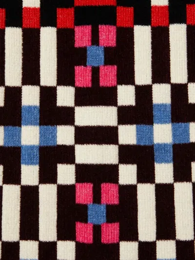 La Doublej Byte Geometric-pattern Knit Skirt In Red