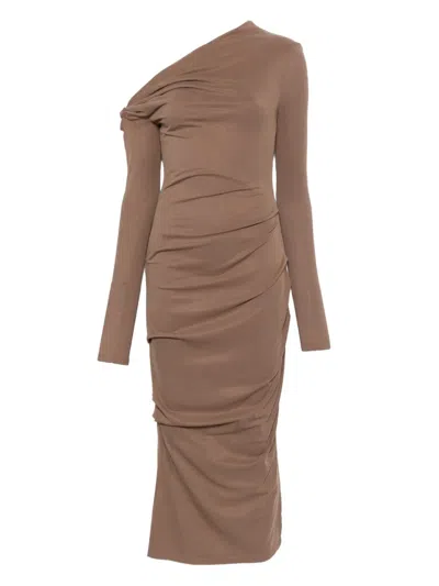 Paris Georgia Elemental Manahou One-shoulder Midi Dress In Neutral