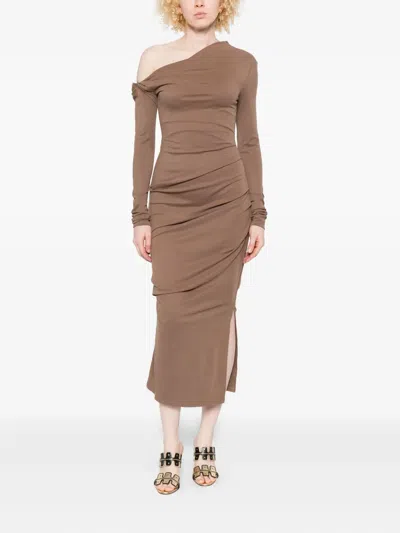 Paris Georgia Elemental Manahou One-shoulder Midi Dress In Neutral