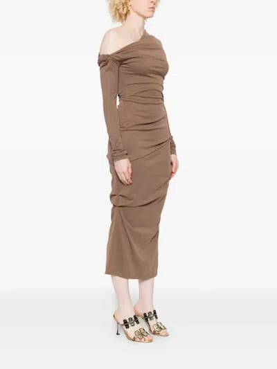 Paris Georgia Elemental Manahou One-shoulder Midi Dress In Neutral