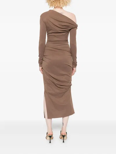 Paris Georgia Elemental Manahou One-shoulder Midi Dress In Neutral