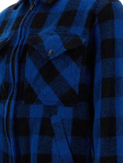 Junya Watanabe Checked Flap Pocket Long Sleeve Jacket In Blue