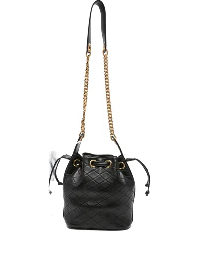Saint Laurent Cassandre Diamond-pattern Bucket Bag In Black