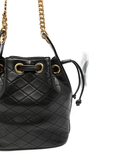 Saint Laurent Cassandre Diamond-pattern Bucket Bag In Black
