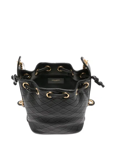 Saint Laurent Cassandre Diamond-pattern Bucket Bag In Black