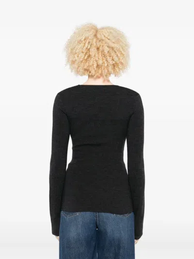 Totême Scoop-neck Long-sleeve Knit Top In Black
