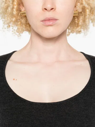 Totême Scoop-neck Long-sleeve Knit Top In Black