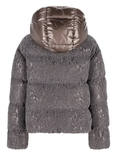 Herno Lace-paneled Puffer Jacket In Gray