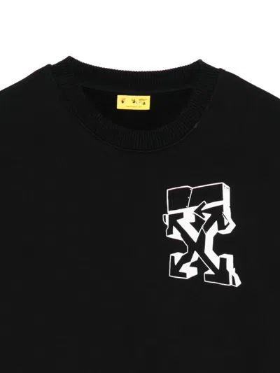 Off-white Graffiti Print Crewneck Sweatshirt Kids In Black