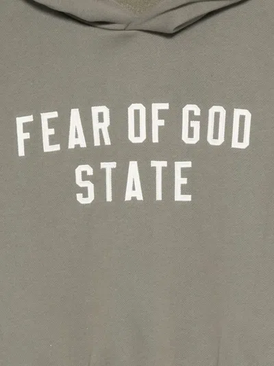 Essentials Kids Gray 90s Fit Fleece Crewneck Sweatshirt In Green