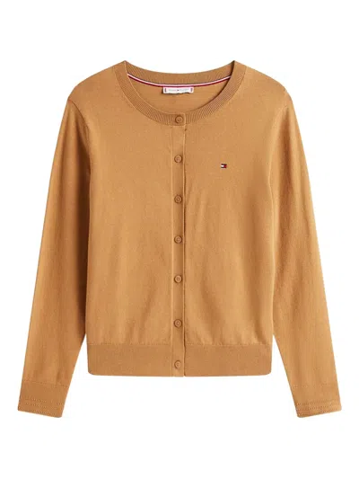 Tommy Hilfiger Mustard Coloured Cardigan With Buttons And Logo. In Brown