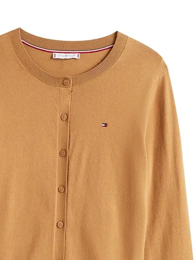 Tommy Hilfiger Mustard Coloured Cardigan With Buttons And Logo. In Brown