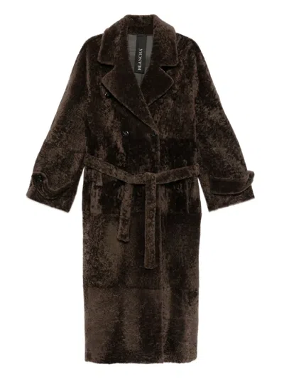 Blancha Double-breasted Belted Coat In Multi