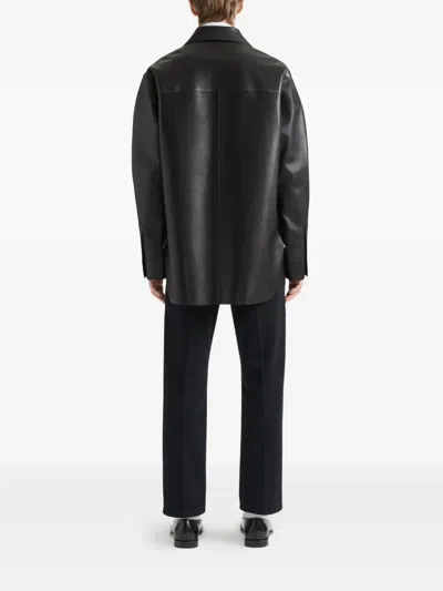 Givenchy Leather Shirt Jacket In Black