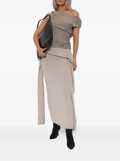 Entire Studios One-shoulder Draped Top In Neutral