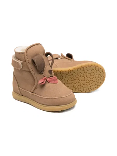 Donsje Dog-face Shearling Boots In Brown
