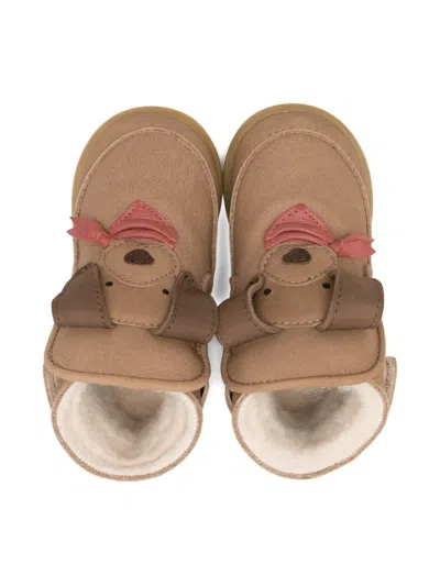 Donsje Dog-face Shearling Boots In Brown
