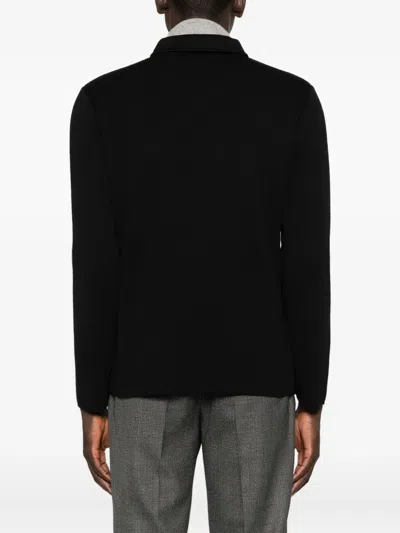 Lardini Knitted Jacket With Collared Front Pockets In Black